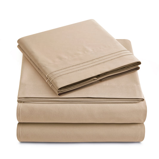 Bed Sheet Set Beige Supreme Collection, all Sizes Available, Deep Pockets, 10 colors available, Yamel Home