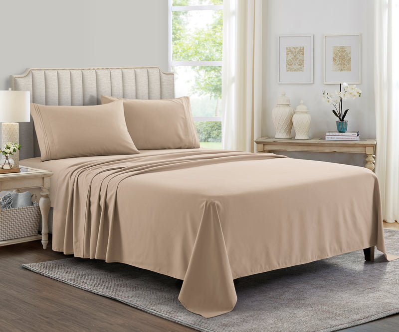 Bed Sheet Set Beige Supreme Collection, all Sizes Available, Deep Pockets, 10 colors available, Yamel Home