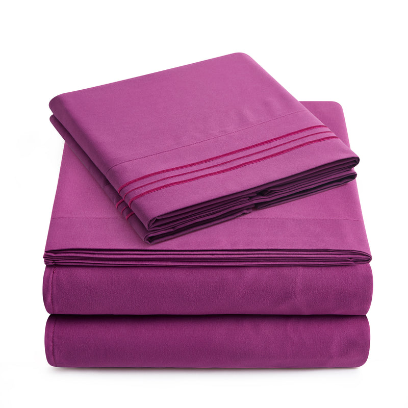 Bed Sheet Set Burgundy Supreme Collection, all Sizes Available, Deep Pockets, 10 colors available, Yamel Home