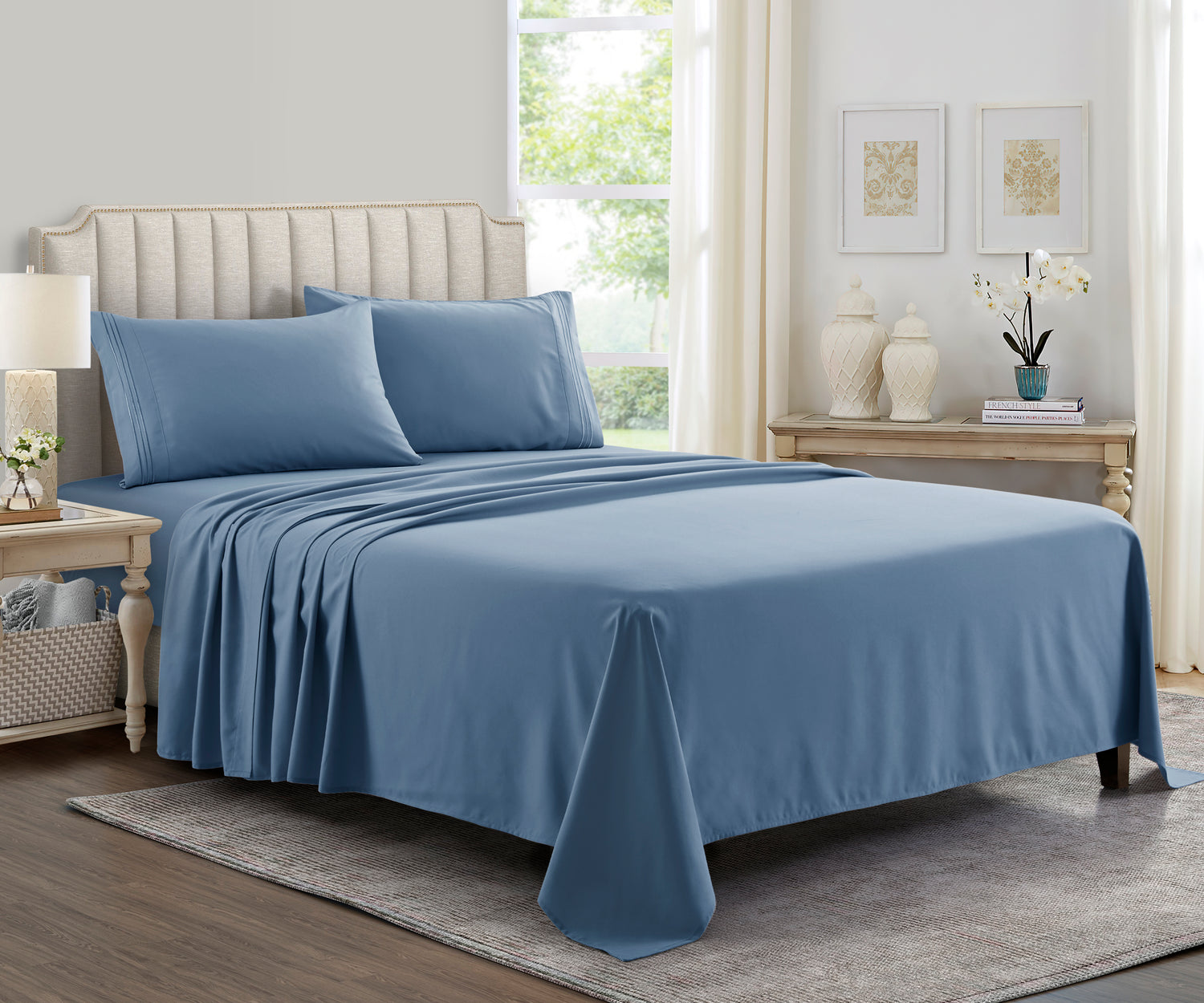 Bed Sheet Set Denim Supreme Collection, all Sizes Available, Deep Pockets, 10 colors available, Yamel Home