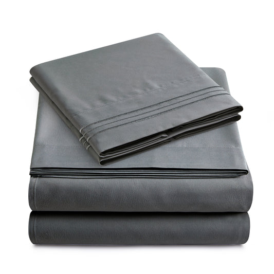 Bed Sheet Set Dark Grey Supreme Collection, all Sizes Available, Deep Pockets, 10 colors available, Yamel Home