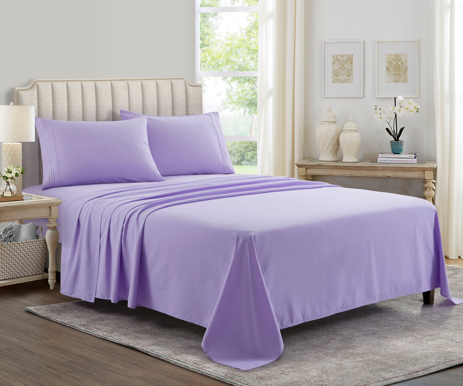 Bed Sheet Set Purple Supreme Collection, all Sizes Available, Deep Pockets, 10 colors available, Yamel Home