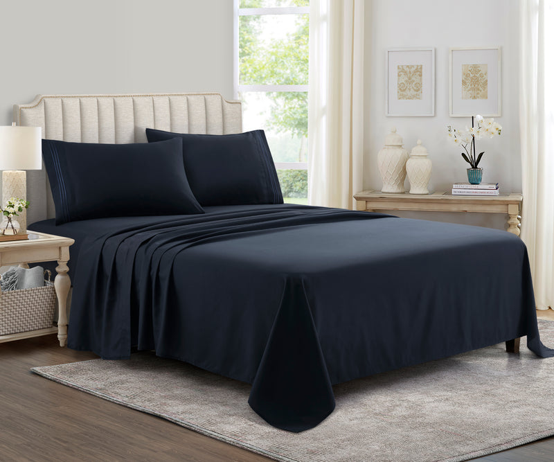 Bed Sheet Set Navy Supreme Collection, all Sizes Available, Deep Pockets, 10 colors available, Yamel Home