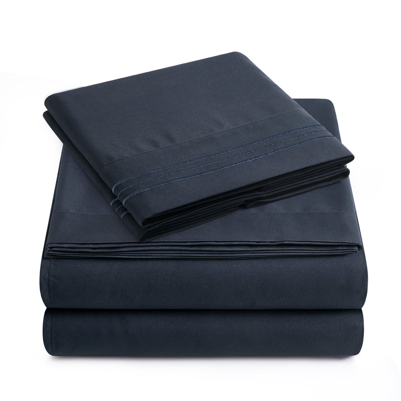 Bed Sheet Set Navy Supreme Collection, all Sizes Available, Deep Pockets, 10 colors available, Yamel Home