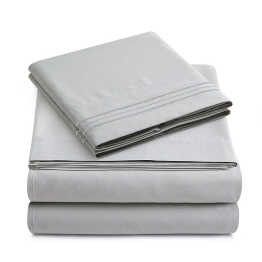 Bed Sheet Set Light Grey Supreme Collection, all Sizes Available, Deep Pockets, 10 colors available, Yamel Home