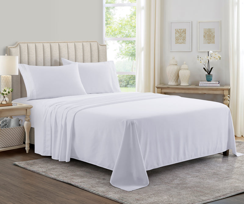 Bed Sheet Set White Supreme Collection, all Sizes Available, Deep Pockets, 10 colors available, Yamel Home